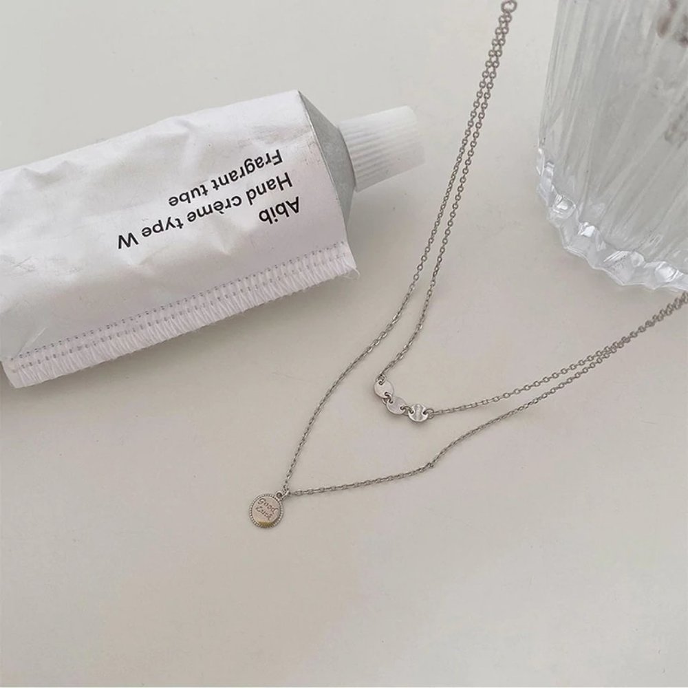*925 Sterling Silver Coin Drop Layered Necklace B8 - Picture 10 of 13